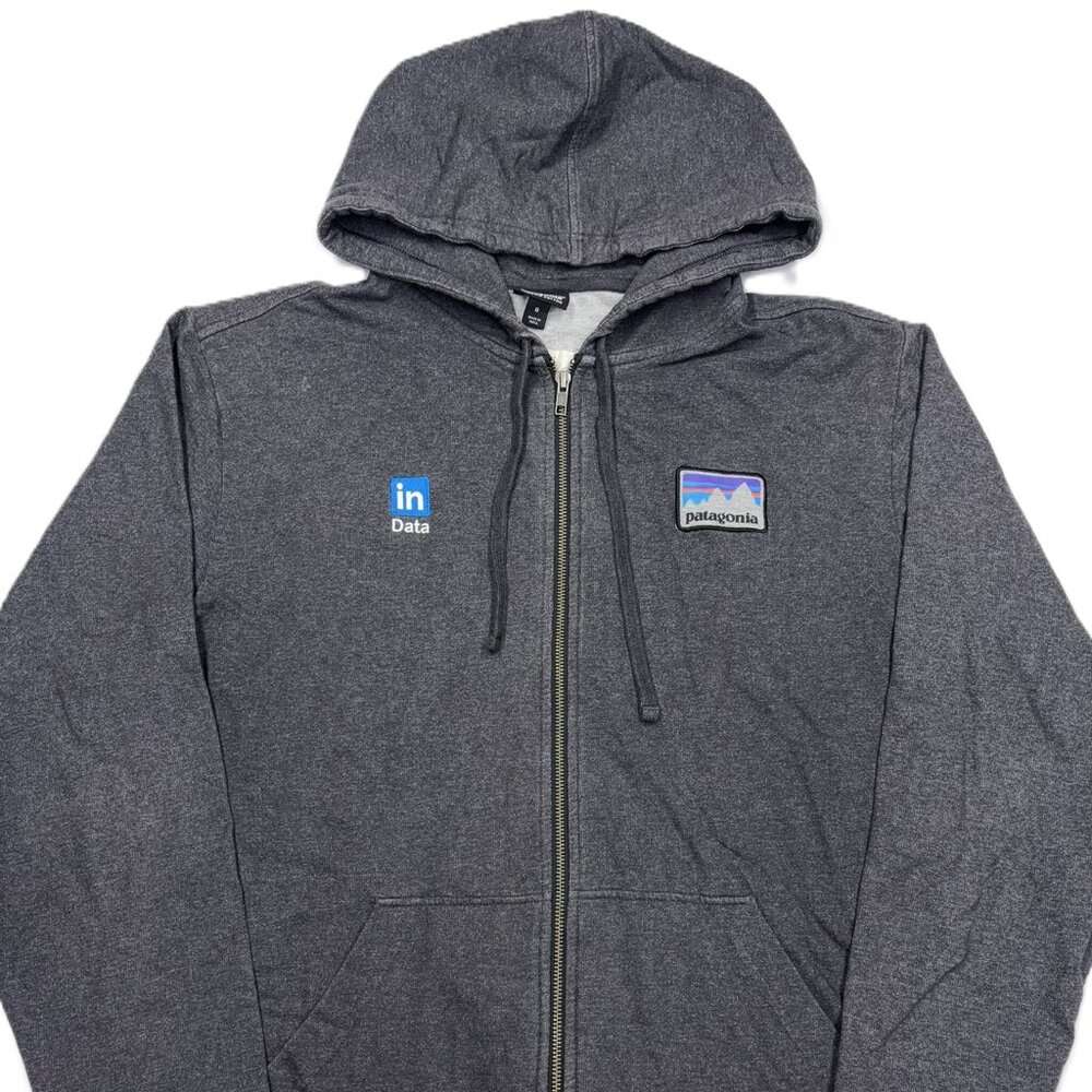 Patagonia Men s Full Zip Hoodie Linkedin Company Logo Patch Gray - Size Medium
